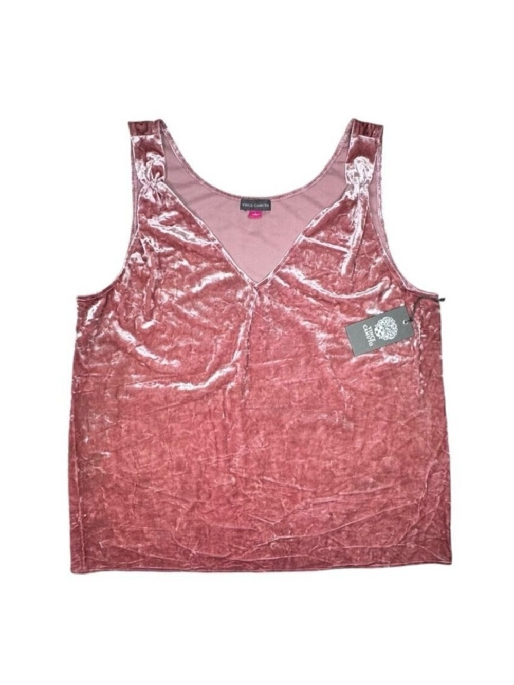 NWT Vince Camuto Pink Velvet Tank Top Sz L Boho V-Neck